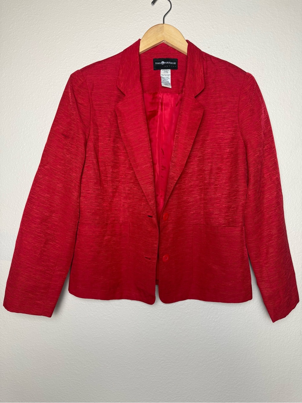 Sag Harbor 100% Silk Red Women's Tailored Blazer